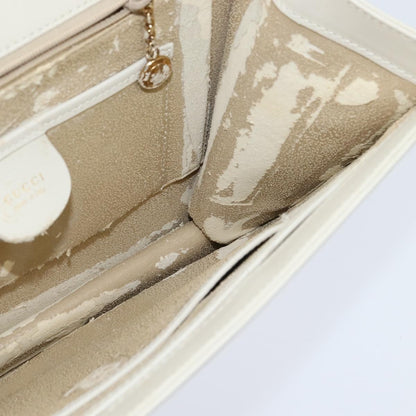 Gucci GUCCI Shoulder Bag Leather White Gold Authentic BA7470