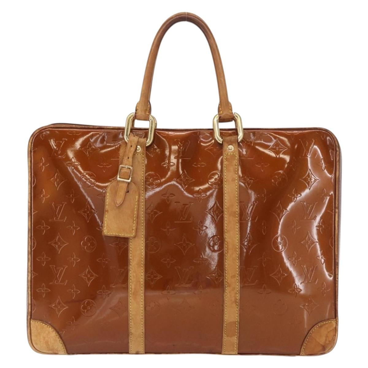 Louis Vuitton LOUIS VUITTON Monogram Vernis Van Damme Hand Bag Bronze M91125 LV Authentic BA8606