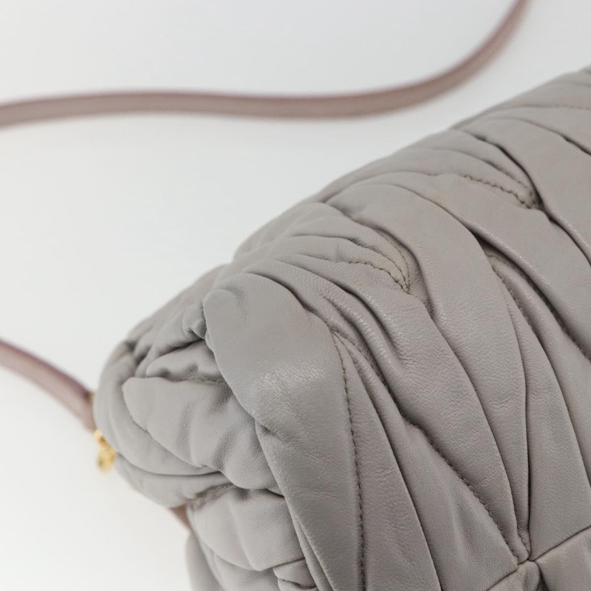 Miu Miu Miu Miu Matelasse Shoulder Bag Leather Gray Gold Authentic 162864