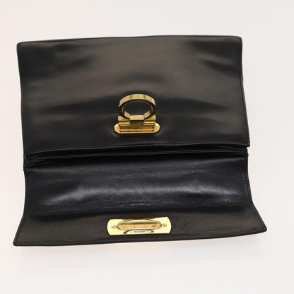Salvatore Ferragamo Salvatore Ferragamo Gancini Hand Bag Leather 2way Black Gold Authentic BD1703