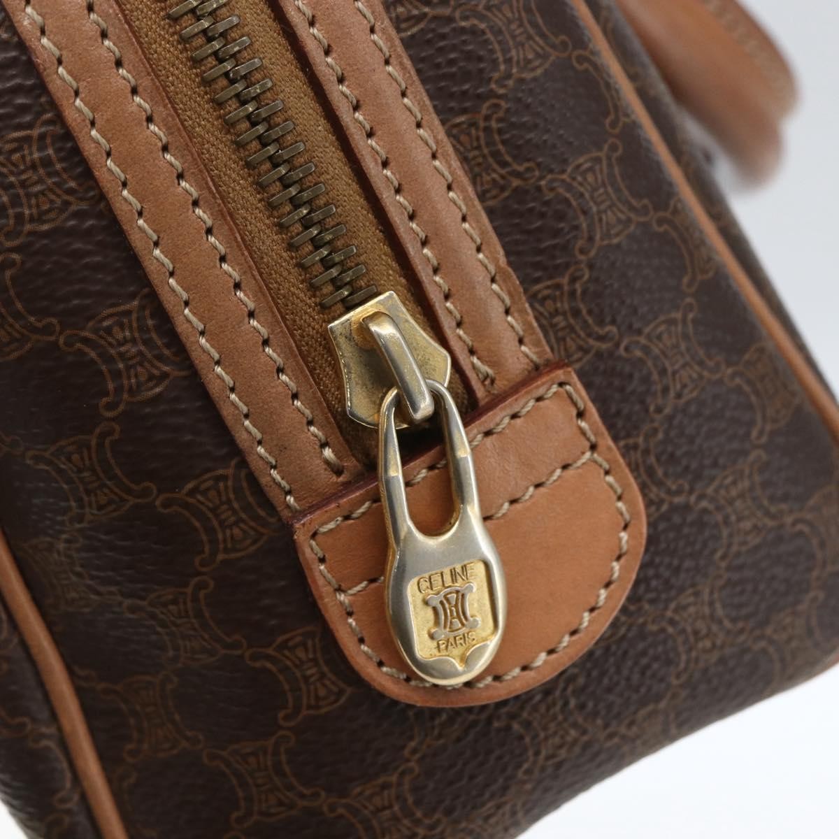 Celine CELINE Macadam Canvas Mini Hand Bag PVC Leather Brown Gold Authentic mr1952