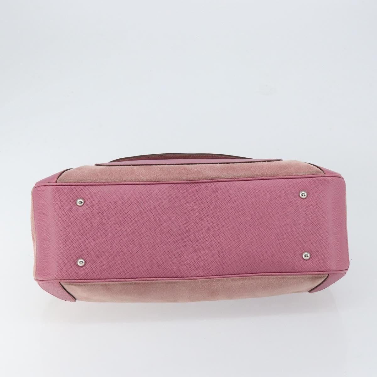Salvatore Ferragamo Salvatore Ferragamo Gancini Hand Bag Suede Leather Pink Silver Authentic bs30801