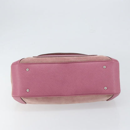 Salvatore Ferragamo Salvatore Ferragamo Gancini Hand Bag Suede Leather Pink Silver Authentic bs30801