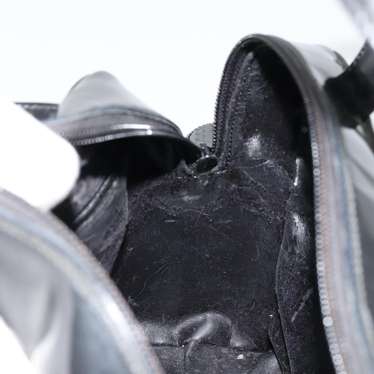 Gucci GUCCI Soho Hand Bag Patent Leather Black Silver 000 1274 0505 Authentic ep14495