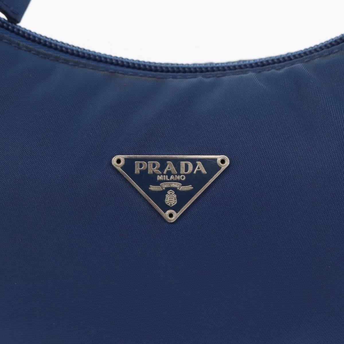 Prada PRADA Hand Bag Nylon Blue Silver Authentic 161409