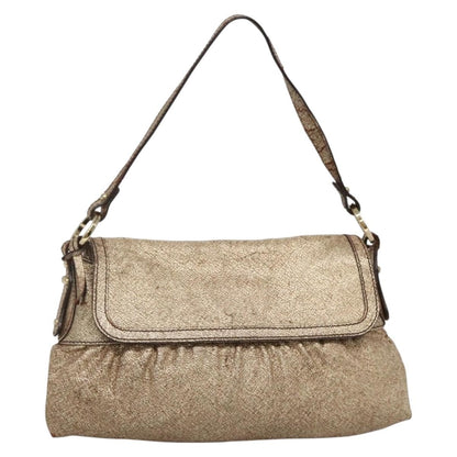 Fendi FENDI Shoulder Bag Leather Gold Authentic ep10421