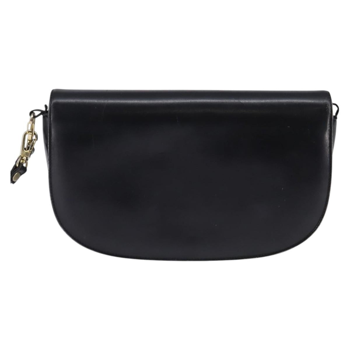 Celine CELINE Horse Carriage Shoulder Bag Leather Navy Gold Authentic BA6372