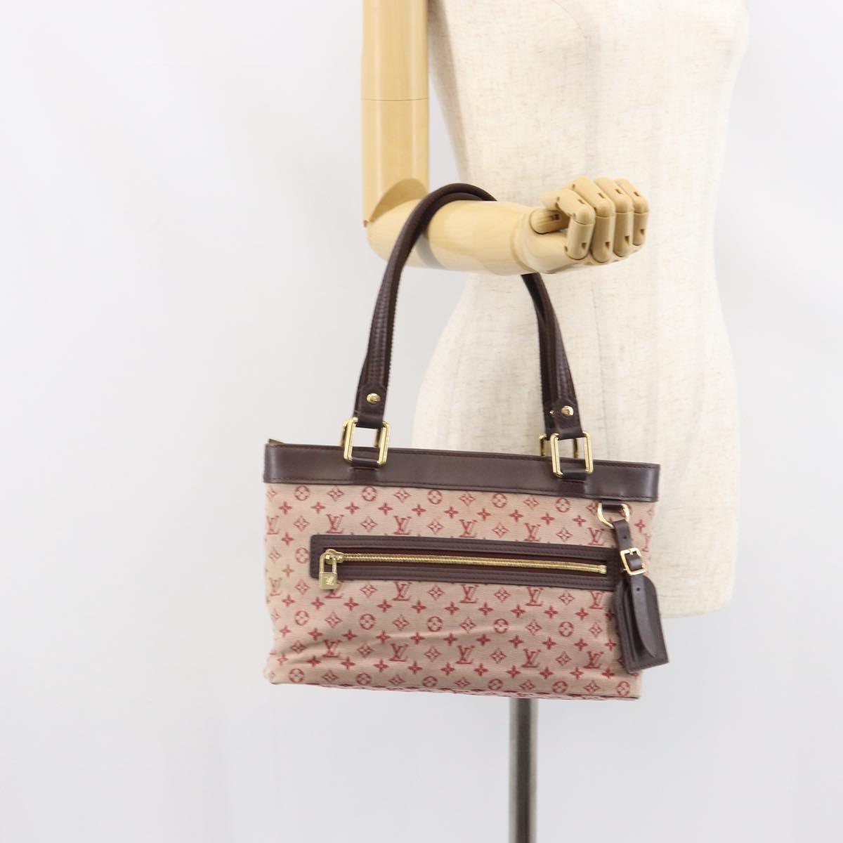 Louis Vuitton LOUIS VUITTON Monogram Mini Lucille PM Hand Bag Red M92678 LV Authentic BA9329