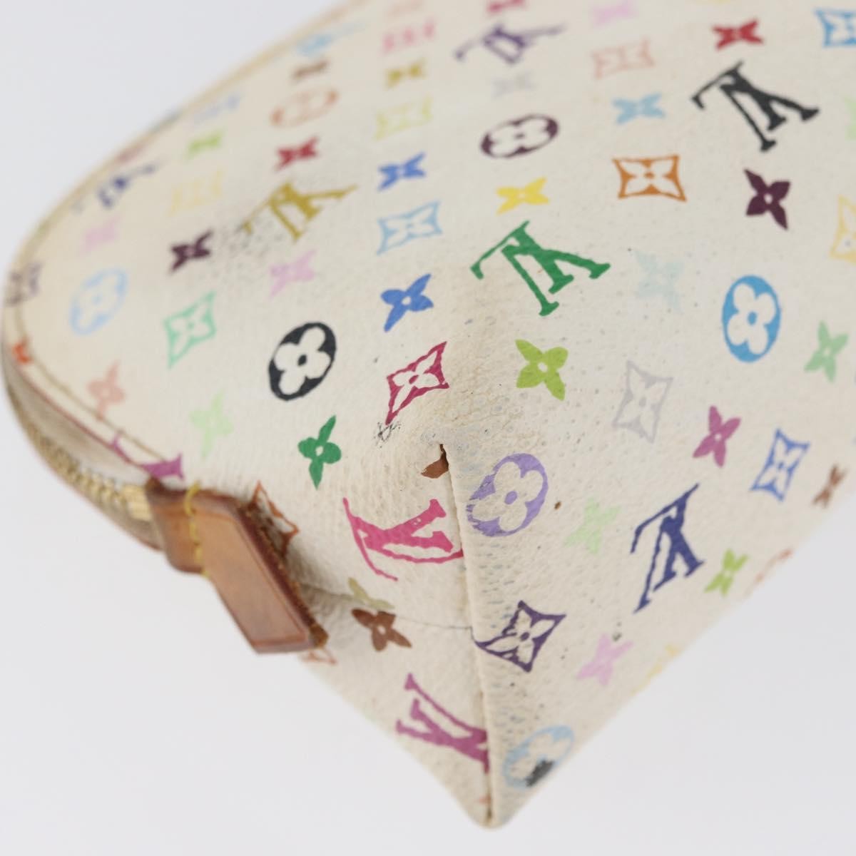 Louis Vuitton LOUIS VUITTON Multicolor Pochette Cosmetic PM Pouch White M47354 LV Authentic LNZ961 Bag
