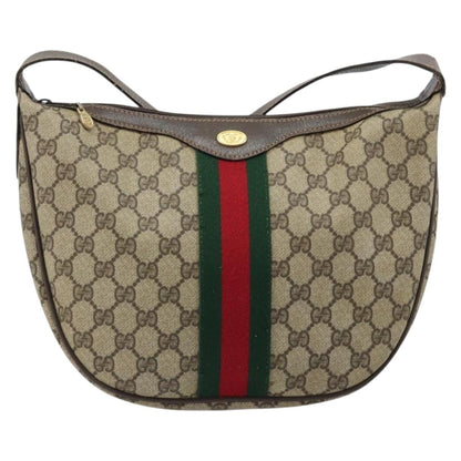 Gucci GUCCI Web Sherry Line GG Supreme Shoulder Bag PVC Beige Gold 010 378 Authentic 172377