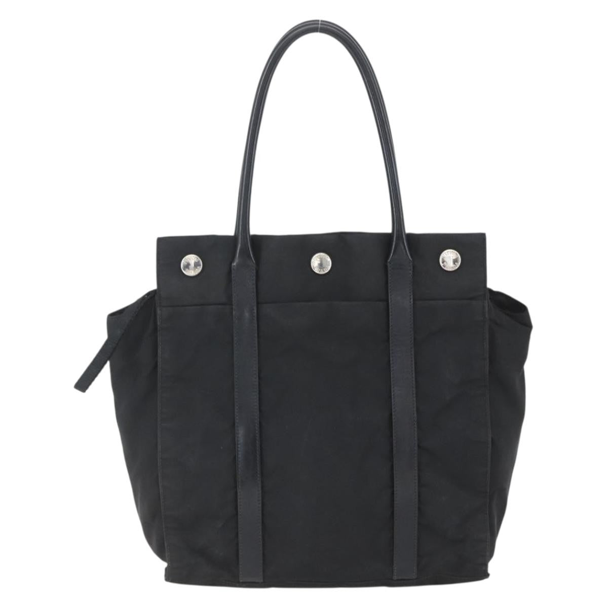 Prada PRADA Hand Bag Nylon Black Silver Authentic 153784