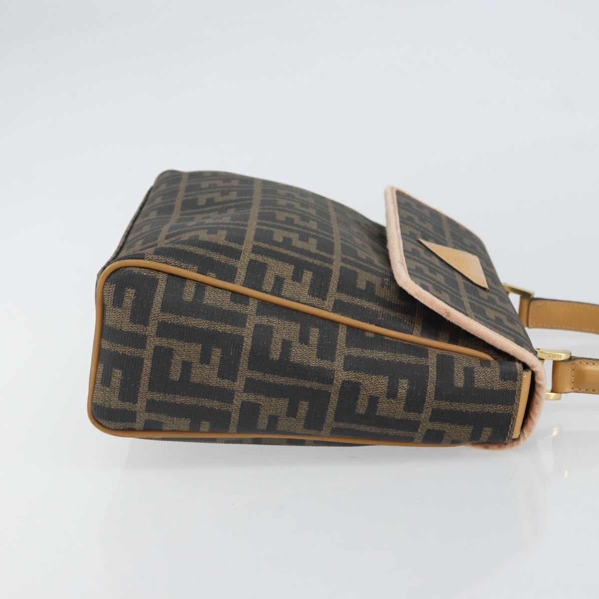 Fendi FENDI Zucca Canvas Hand Bag PVC Brown Black Authentic 158200