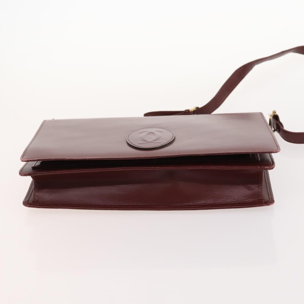 Cartier CARTIER Shoulder Bag Leather 5 Set Bordeaux Gold Authentic mr2108