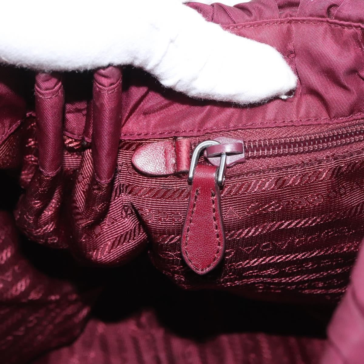 Prada PRADA Tote Bag Nylon Bordeaux Gold Authentic ep12877