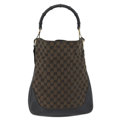Gucci GUCCI GG Canvas Bamboo Shoulder Bag 2way Navy Gold 001 4058 Authentic 178808