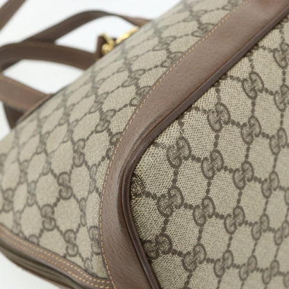Gucci GUCCI GG Supreme Hand Bag PVC 2way Beige Gold Authentic 179199