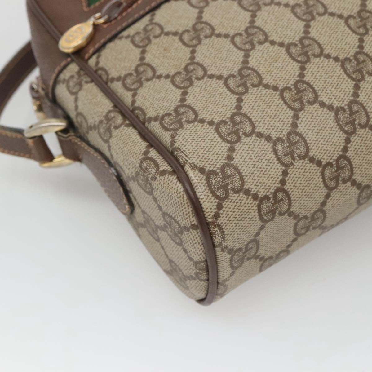 Gucci GUCCI GG Supreme Web Sherry Line Bag PVC Beige Gold Red 56 02 088 Authentic BA2392