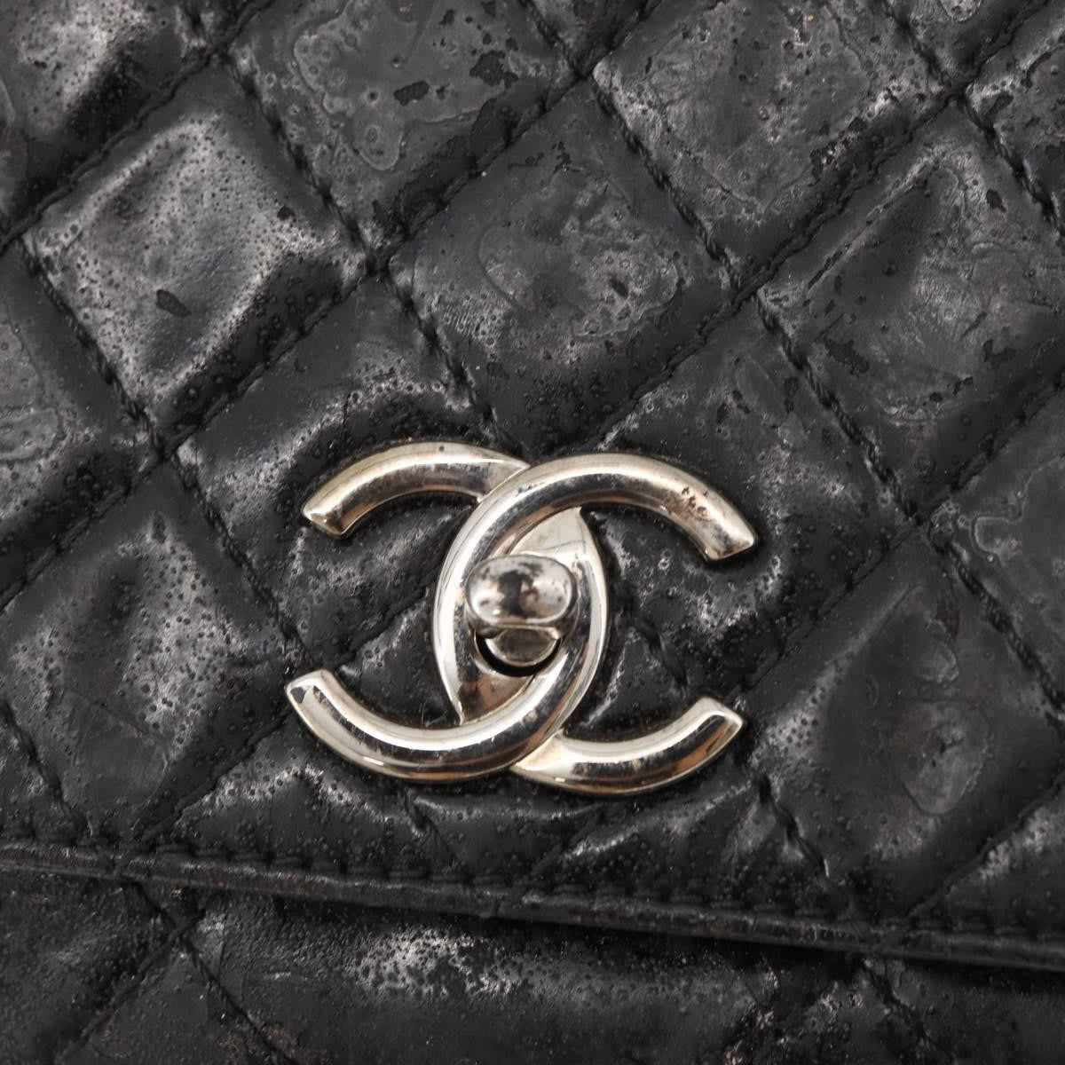 Chanel CHANEL Matelasse Chain Shoulder Bag Patent leather Black Silver CC Authentic 158095