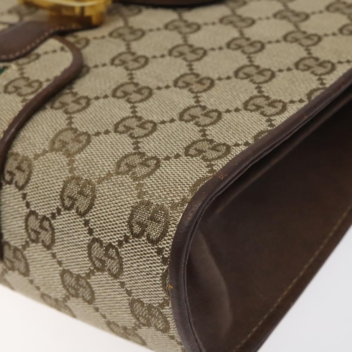 Gucci GUCCI GG Canvas Shoulder Bag Beige Gold Authentic bs27064