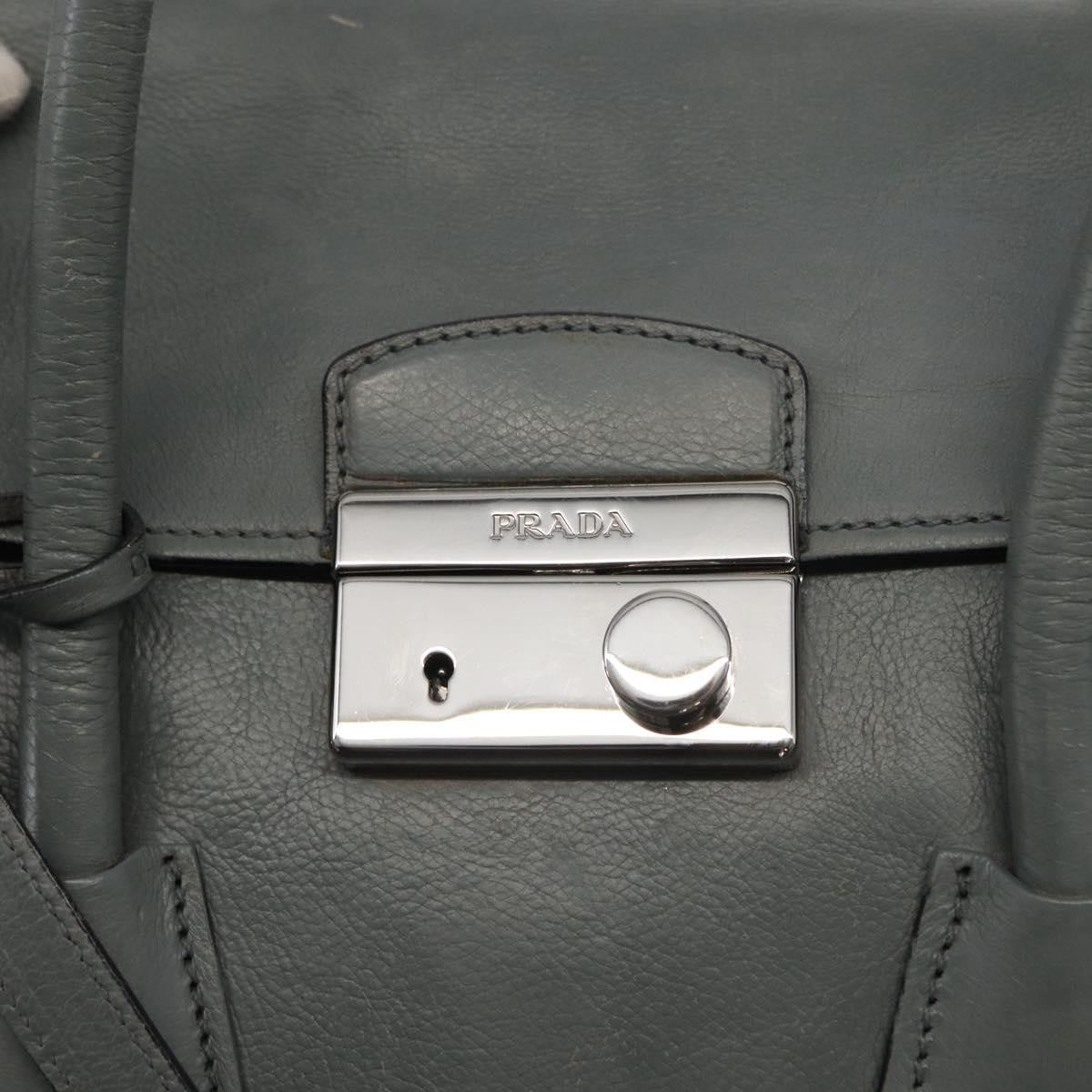 Prada PRADA Hand Bag Leather Gray Silver Authentic 149313