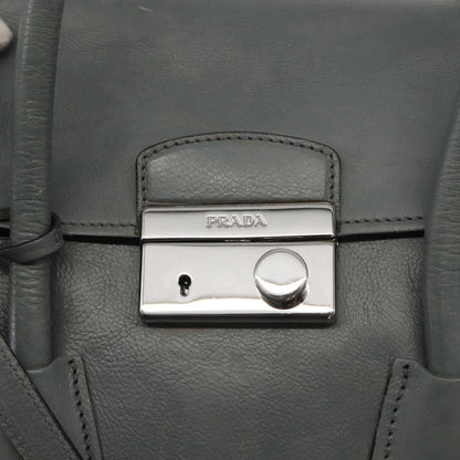Prada PRADA Hand Bag Leather Gray Silver Authentic 149313