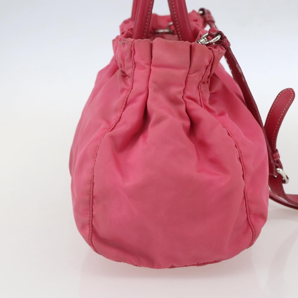 Prada PRADA Hand Bag Nylon 2way Pink Gold Authentic 159239