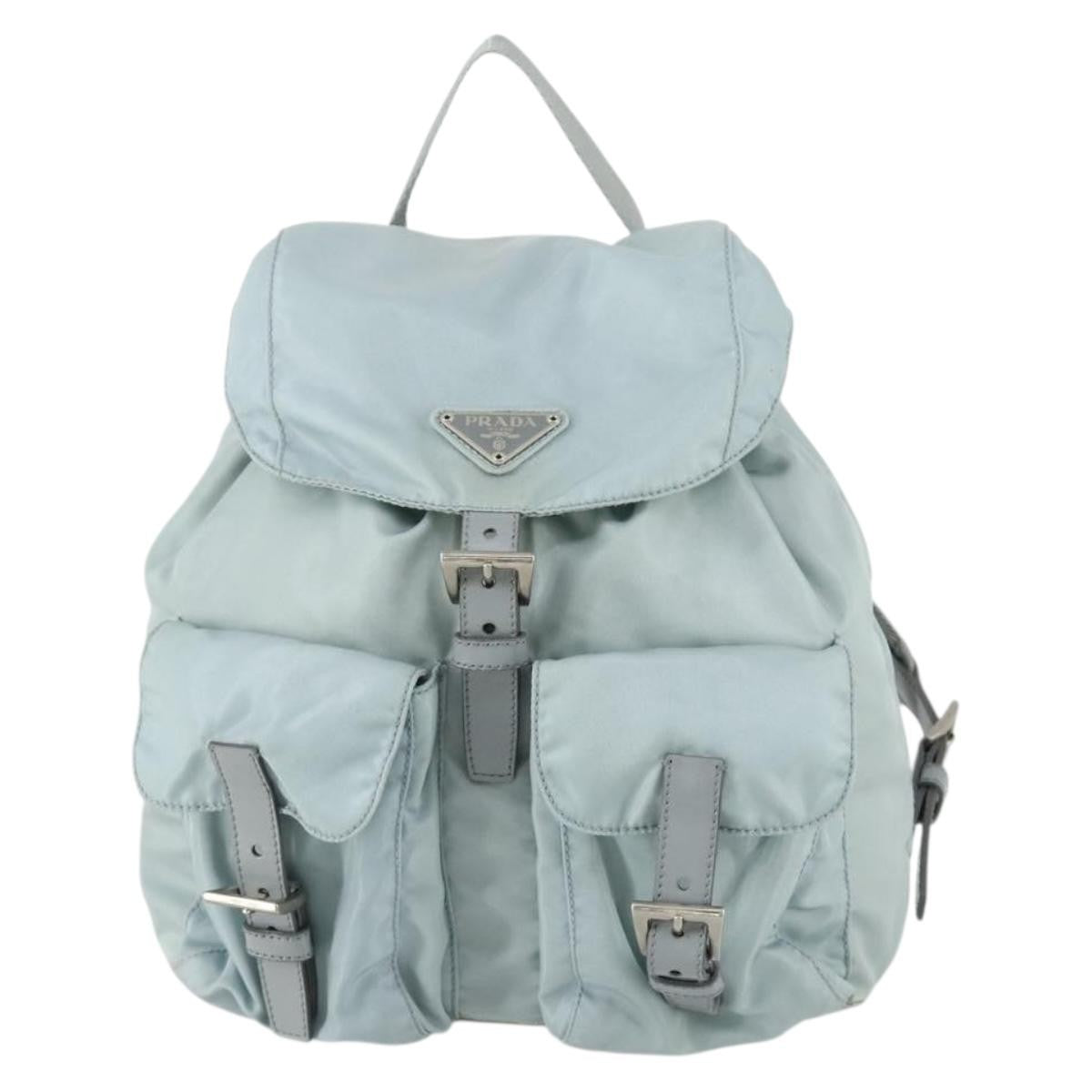 Prada PRADA Backpack Nylon Light Blue Silver Authentic BA9058 Bag