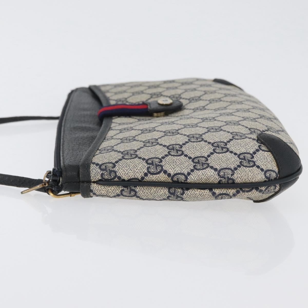 Gucci GUCCI GG Supreme Sherry Line Shoulder Bag PVC Navy Gold 904 02 026 Authentic mr2029