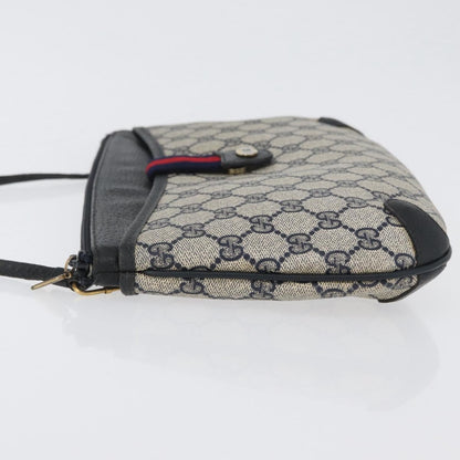 Gucci GUCCI GG Supreme Sherry Line Shoulder Bag PVC Navy Gold 904 02 026 Authentic mr2029