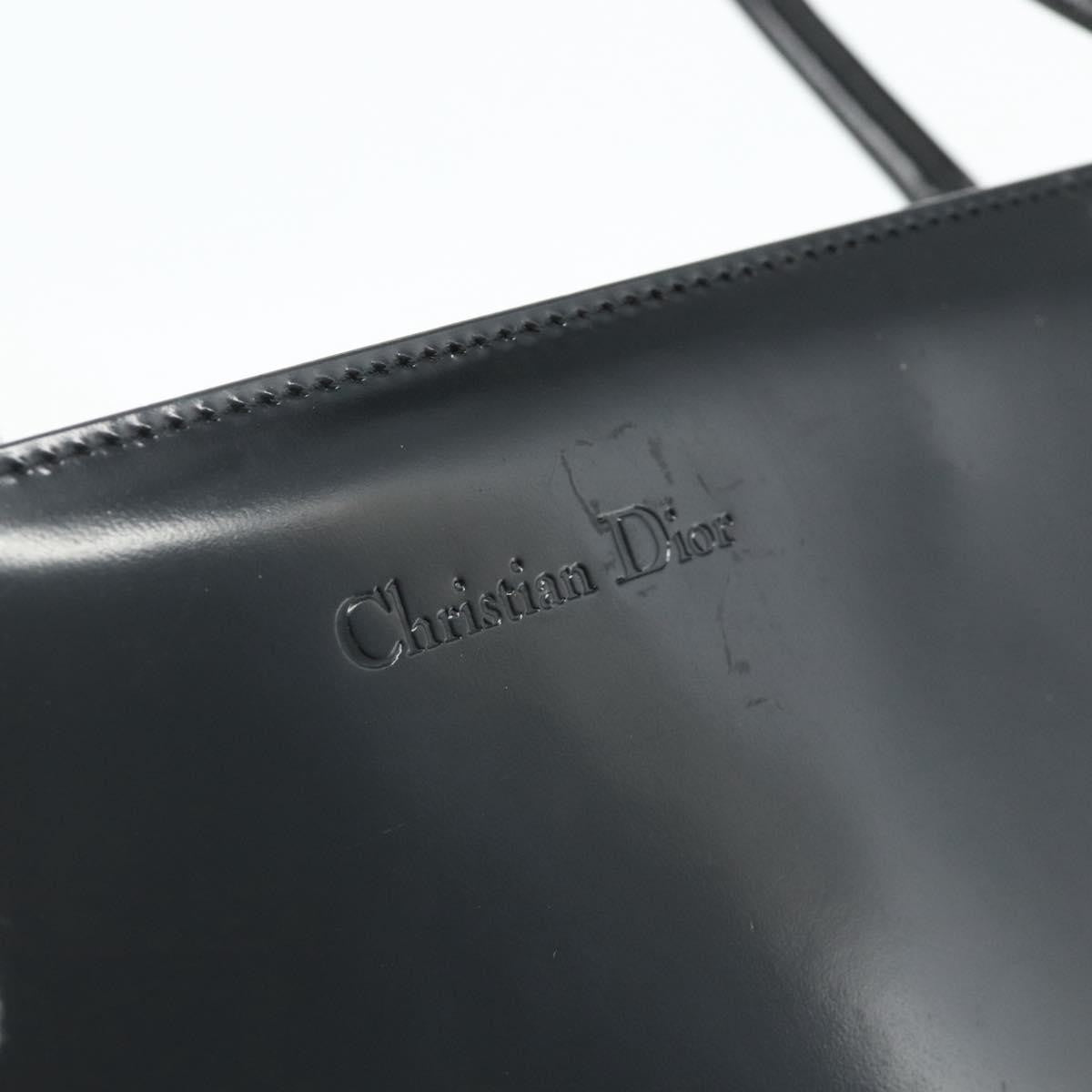 Dior Christian Dior Tote Bag Patent leather Black Silver Authentic 176564A