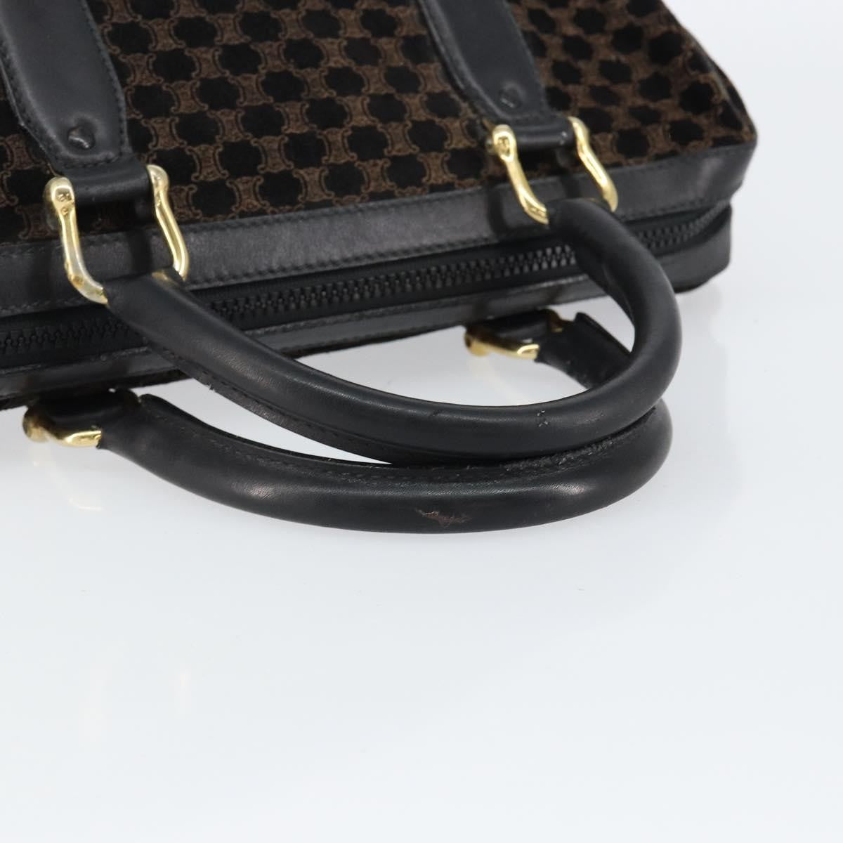 Celine CELINE Macadam Canvas Hand Bag Suede Black Gold Authentic ep11623