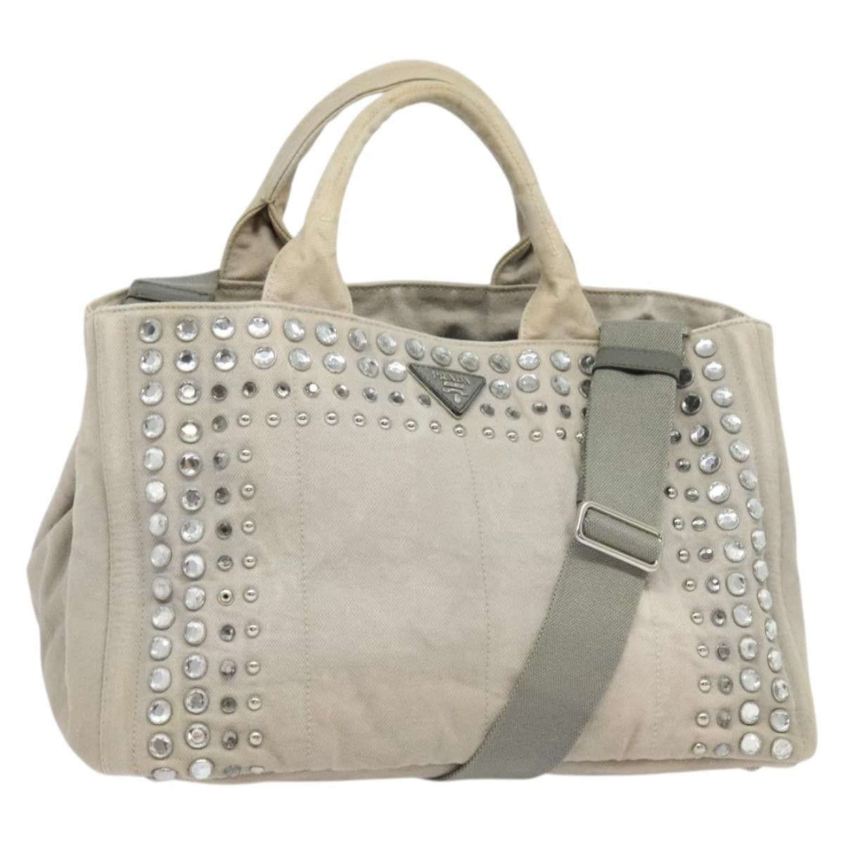 Prada PRADA Bijoux Kanapa MM Tote Bag Canvas 2way Gray Authentic 140797
