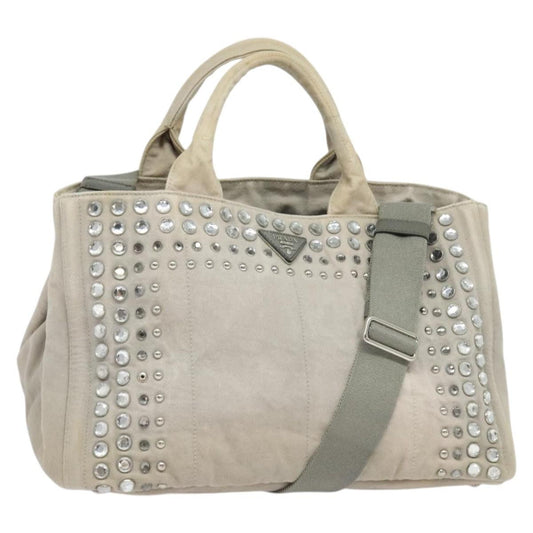 Prada PRADA Bijoux Kanapa MM Tote Bag Canvas 2way Gray Authentic 140797