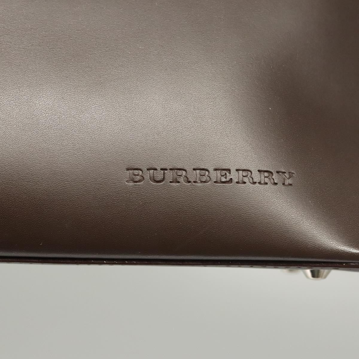 Burberry BURBERRY Shoulder Bag Leather Brown Silver Authentic BA2674