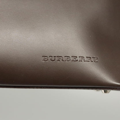 Burberry BURBERRY Shoulder Bag Leather Brown Silver Authentic BA2674