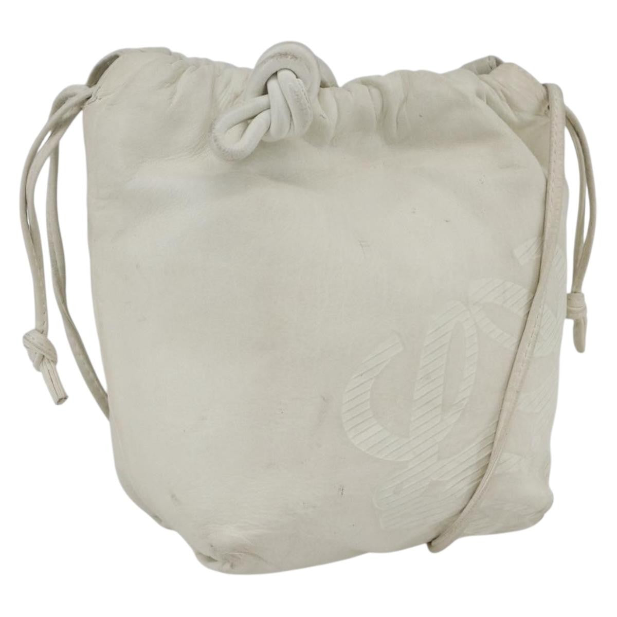 Loewe LOEWE Anagram Shoulder Bag Leather White Gold Authentic 162166