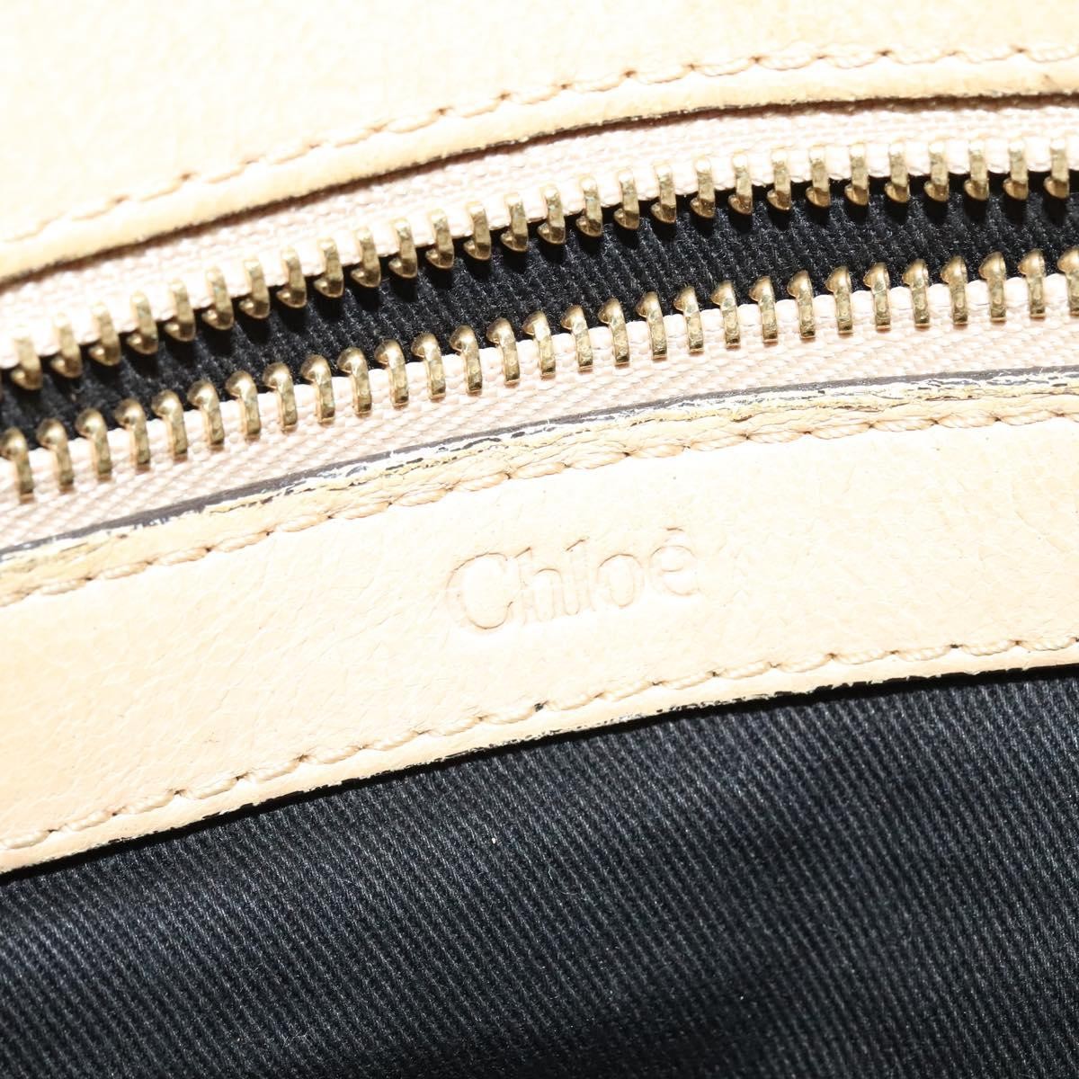 Chloé Chloé Chloe Etel Hand Bag Leather 2way Beige Gold Authentic am9018