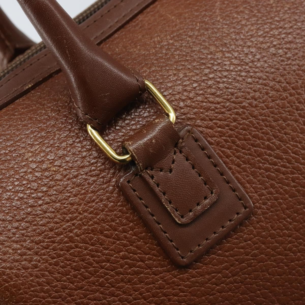 Burberrys Burberrys Hand Bag Leather Brown Gold Authentic ka3026