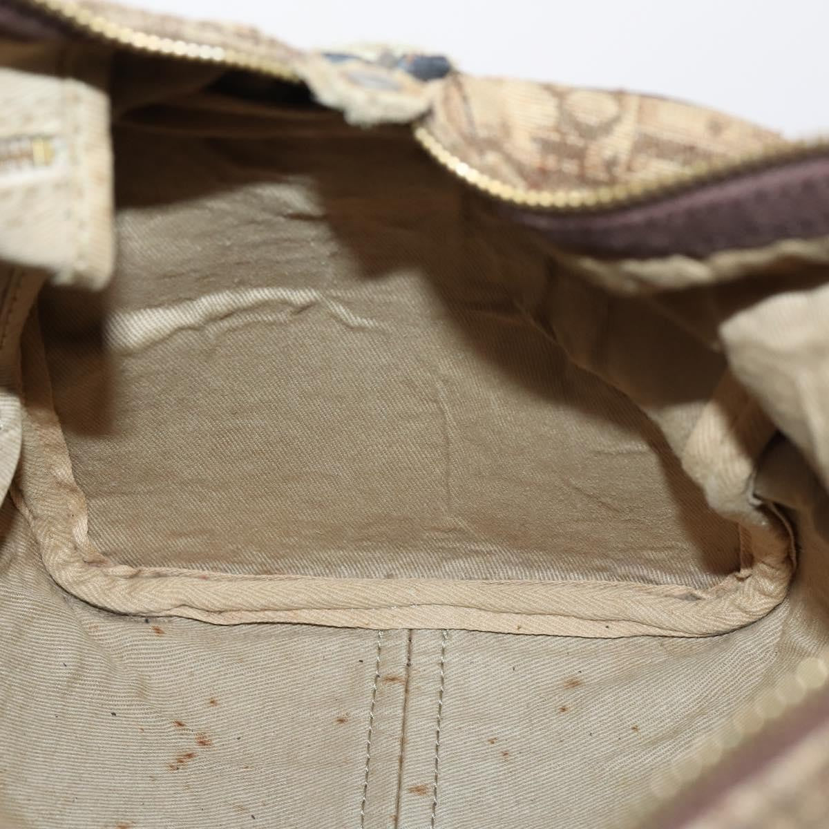 Dior Christian Dior Trotter Canvas Boston Bag Brown Gold Authentic 141365