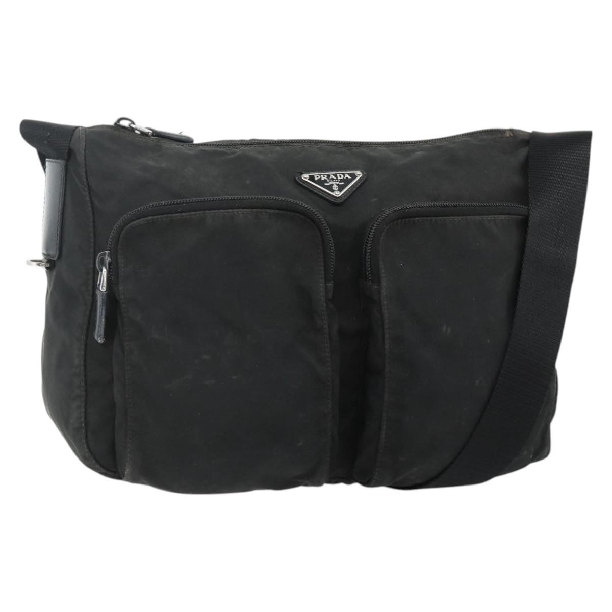 Prada PRADA Shoulder Bag Nylon Black Silver Authentic 175741