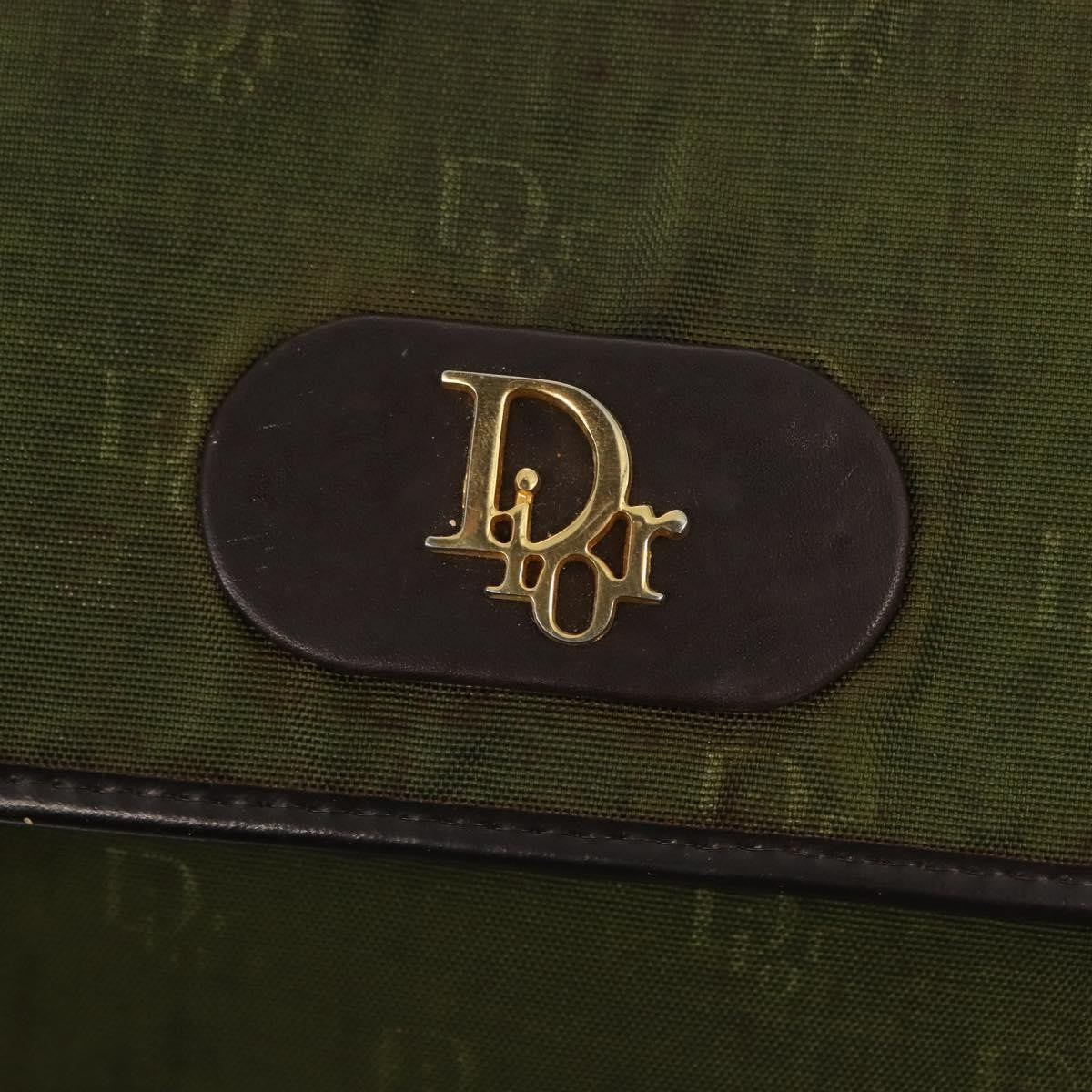 Dior Christian Dior Shoulder Bag Nylon Khaki Gold Authentic 151997