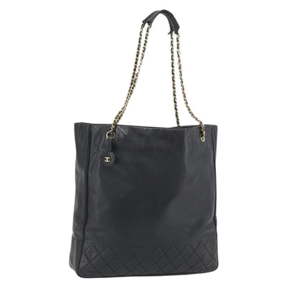 Chanel CHANEL Matelasse Chain Tote Bag Leather Black Gold CC Authentic BA13071