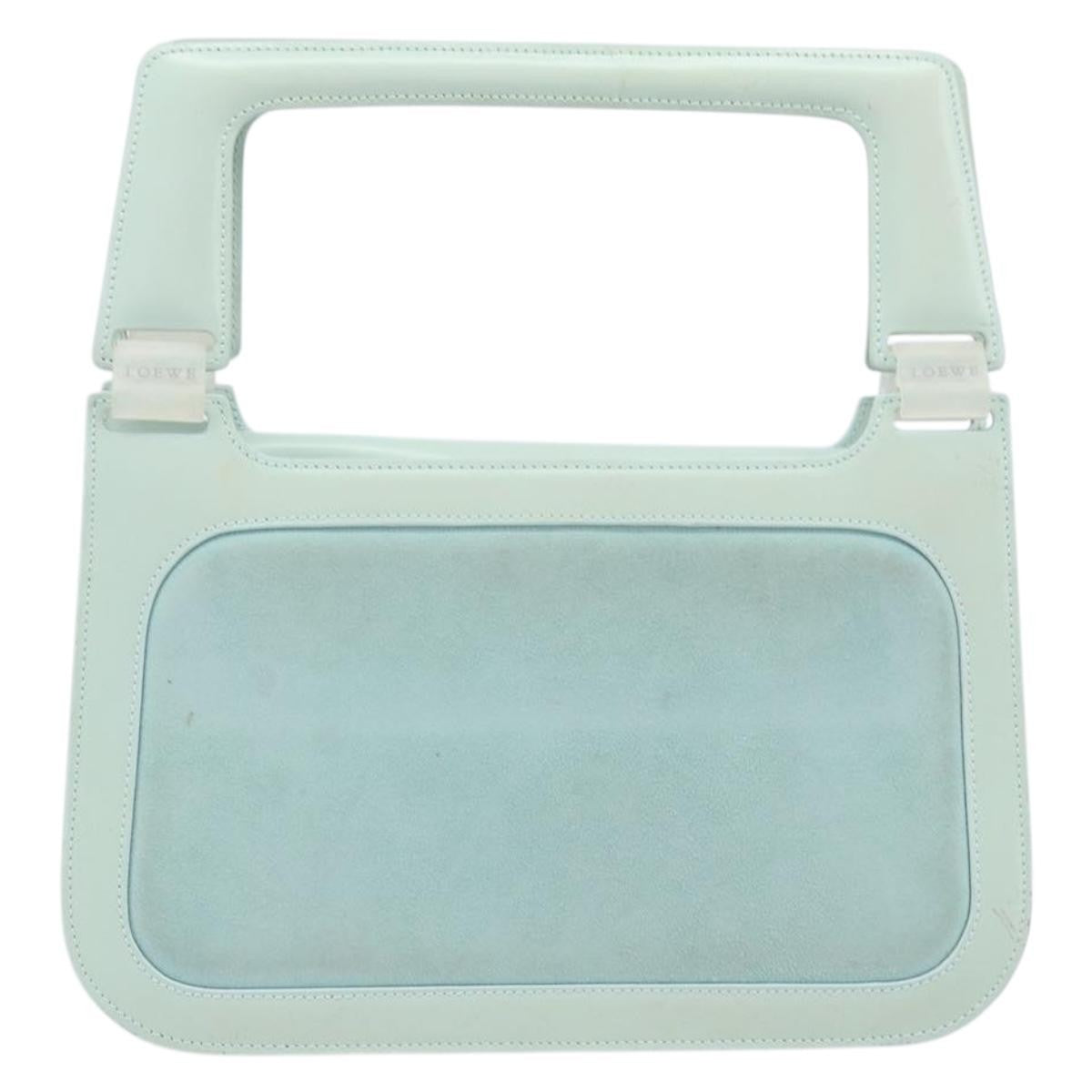 Loewe LOEWE Hand Bag Suede Baby Blue Gold Authentic YKZ454