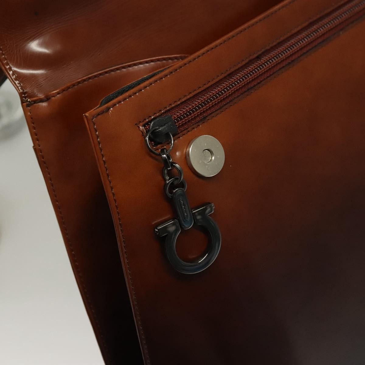Salvatore Ferragamo Salvatore Ferragamo Gancini Shoulder Bag Leather Brown Authentic 132512