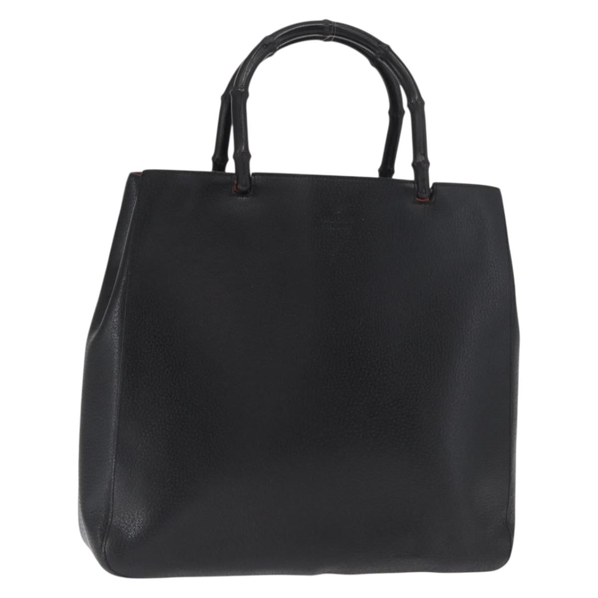 Gucci GUCCI Bamboo Tote Bag Leather Black 002 1059 Authentic 160597