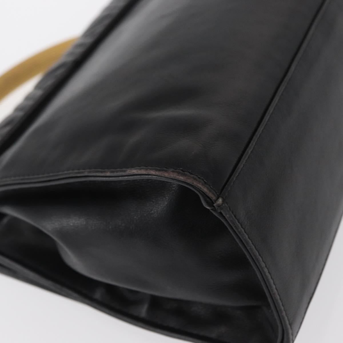 Fendi FENDI Hand Bag Leather Black Gold Authentic 169891