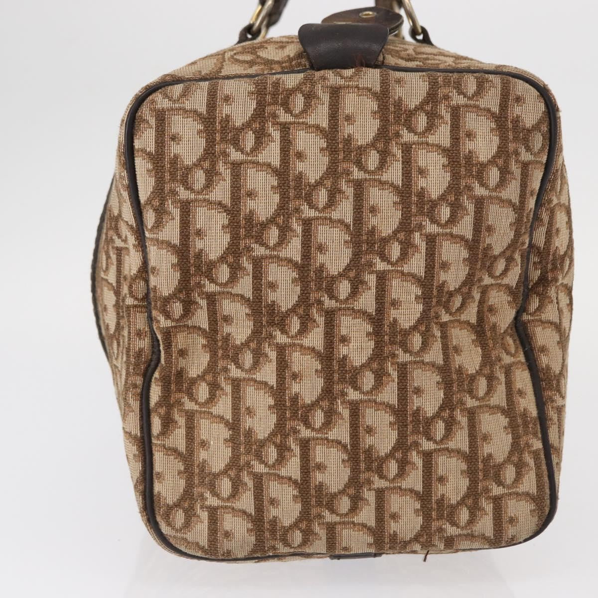 Dior Christian Dior Trotter Canvas Hand Bag Brown Gold Authentic ka627