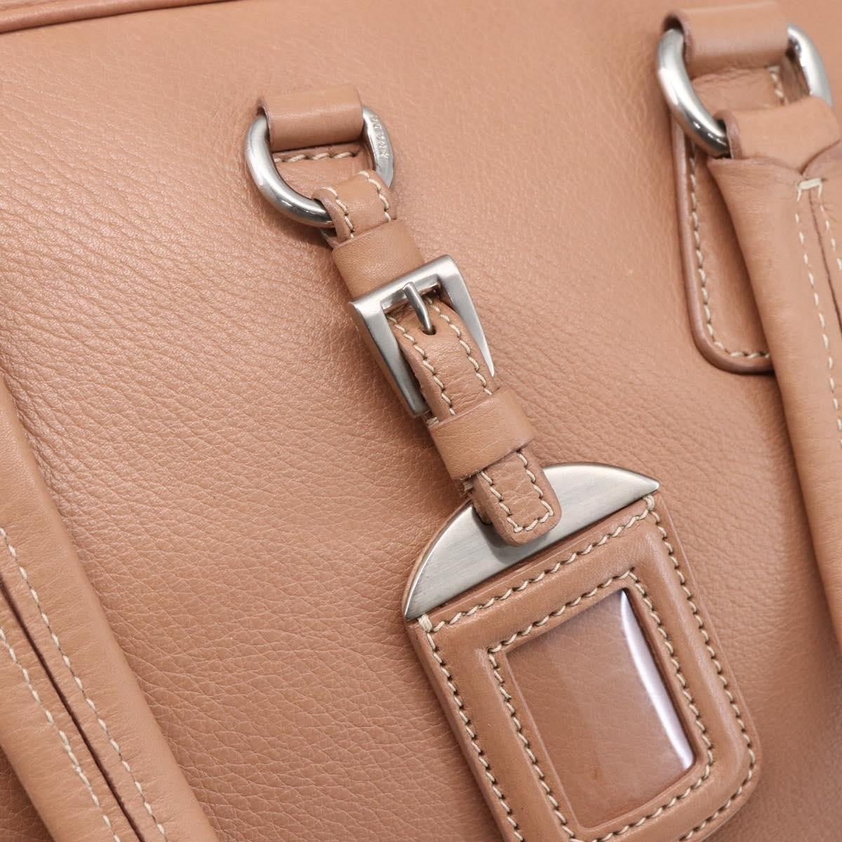 Prada PRADA Hand Bag Leather Silver Beige Authentic ka117
