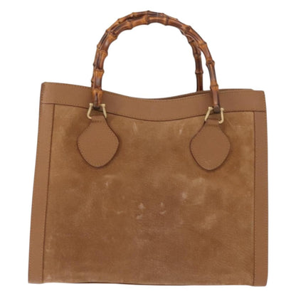 Gucci GUCCI Bamboo Hand Bag Suede Leather Beige Gold 002 123 0260 Authentic ep11567