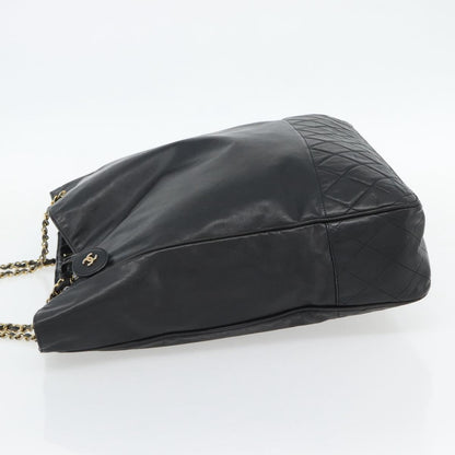 Chanel CHANEL Matelasse Chain Tote Bag Leather Black Gold CC Authentic BA13071